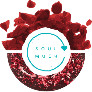 Red velvet Cookie with SOULMUCH Logo in center 